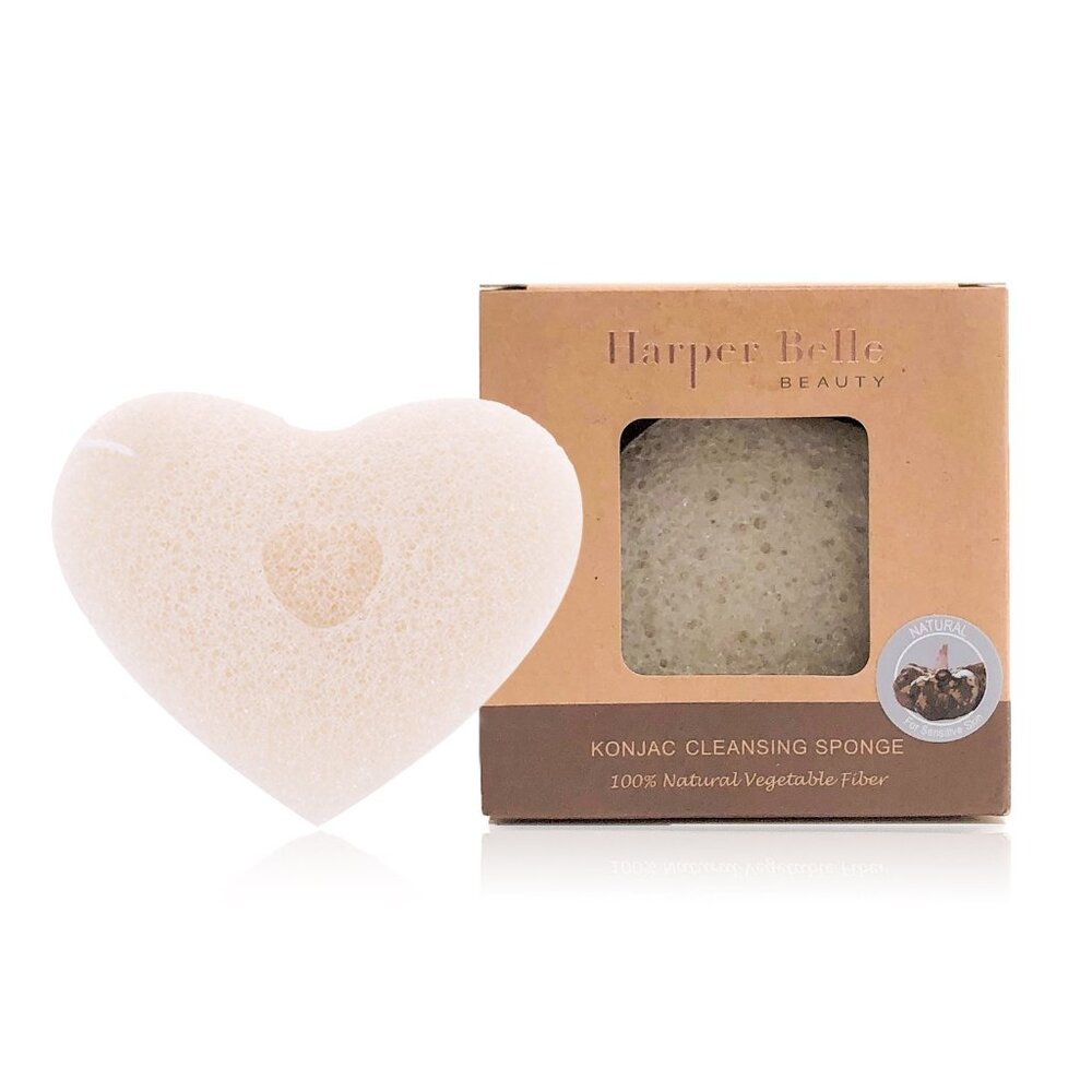 HARPER BELLE BEAUTY Organic Heart Konjac Sponge | Original for All Skin Types